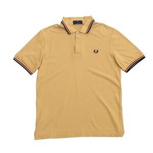 Fred Perry M12 Twin Tipped Polo Shirt Mustard Yellow Made in England Mens 38